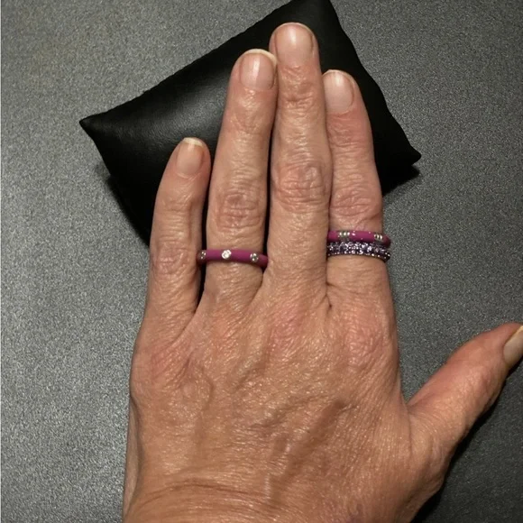 Enamel sterling silver stackable rings size 7 - Picture 6 of 6